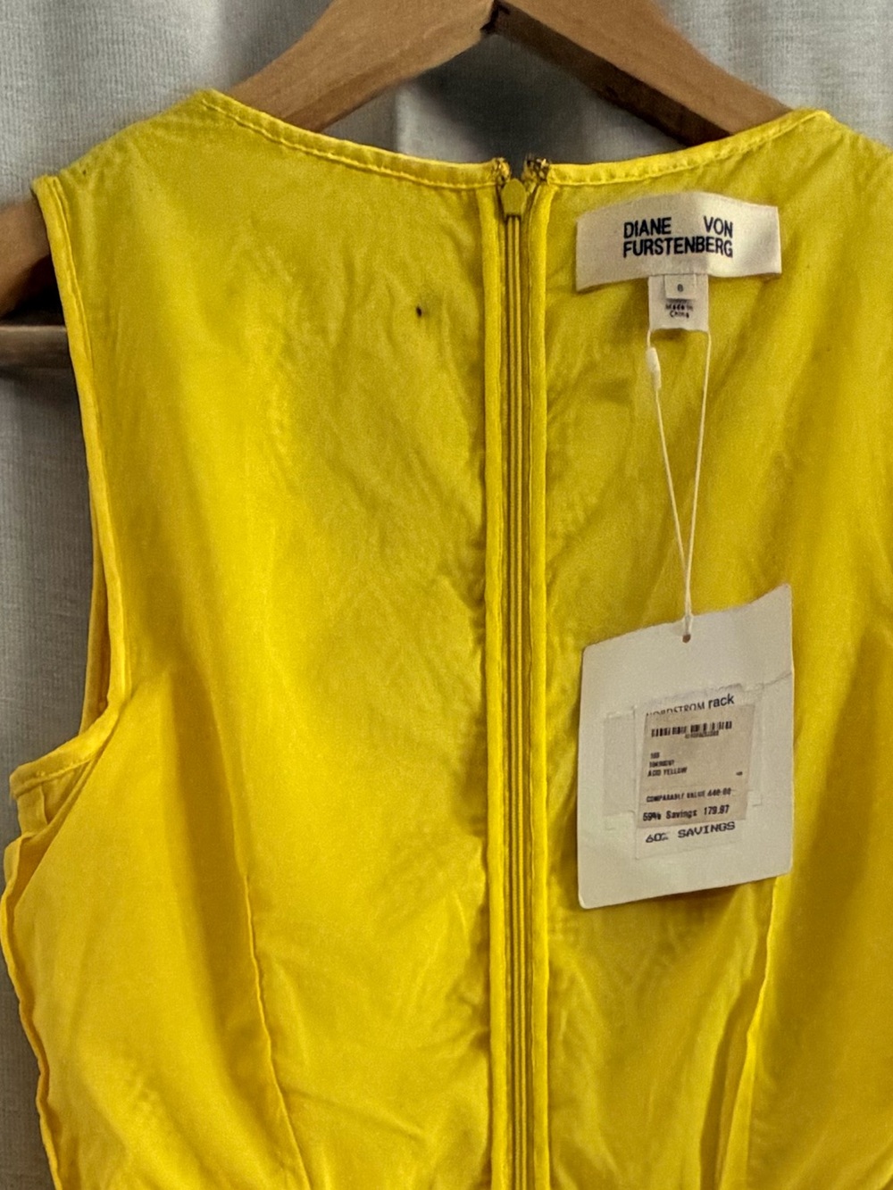 Diane Von Furstenberg Bright Yellow Lace V-Neck Midi Dress - Picture 14 of 16